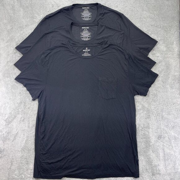 Tommy John Second Skin T Shirt Mens XL Black Modal Stretch Crew Neck Lot of 3 - Picture 1 of 9